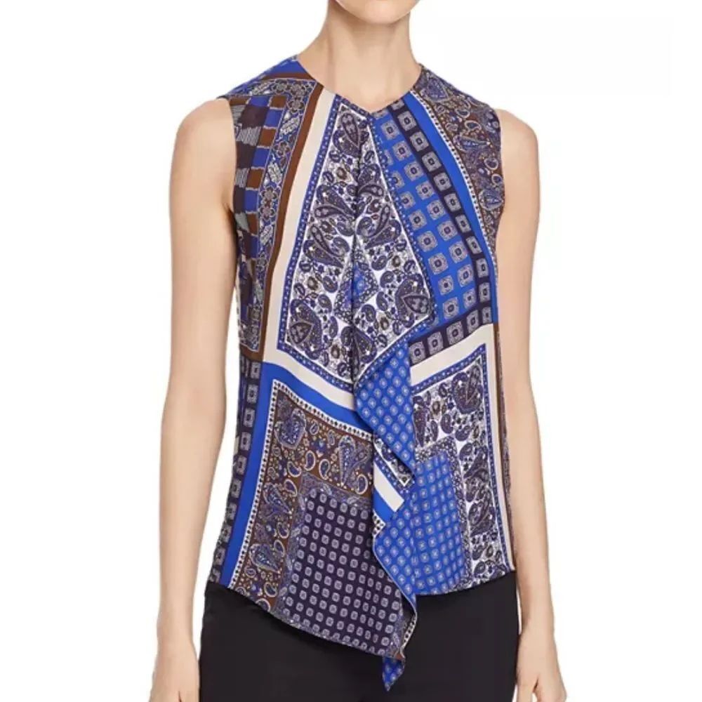 Elie Tahari Multicolor Paisley  scarf Sleeveless Blouse, XS